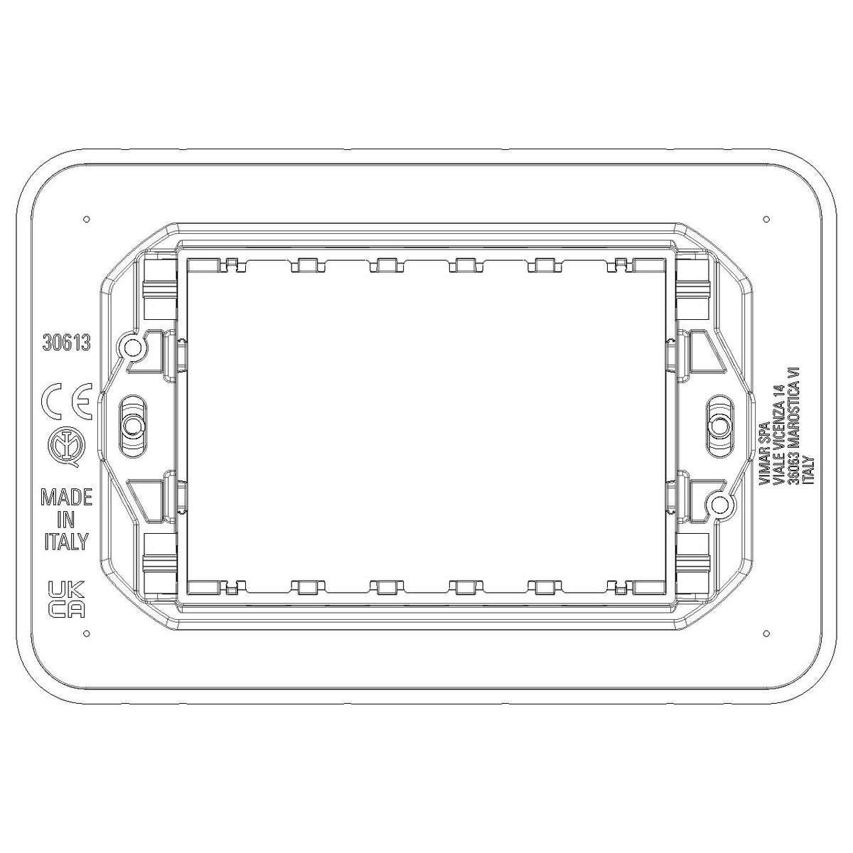 Vimar Linea 3-Module Mounting Frame, With Screws, For 3-Module Boxes