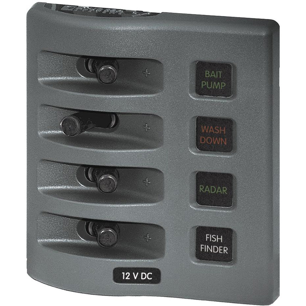 Blue Sea Systems WeatherDeck Waterproof Fuse Panel, 12V DC, IP67, ATO/ATC, Gray Panel