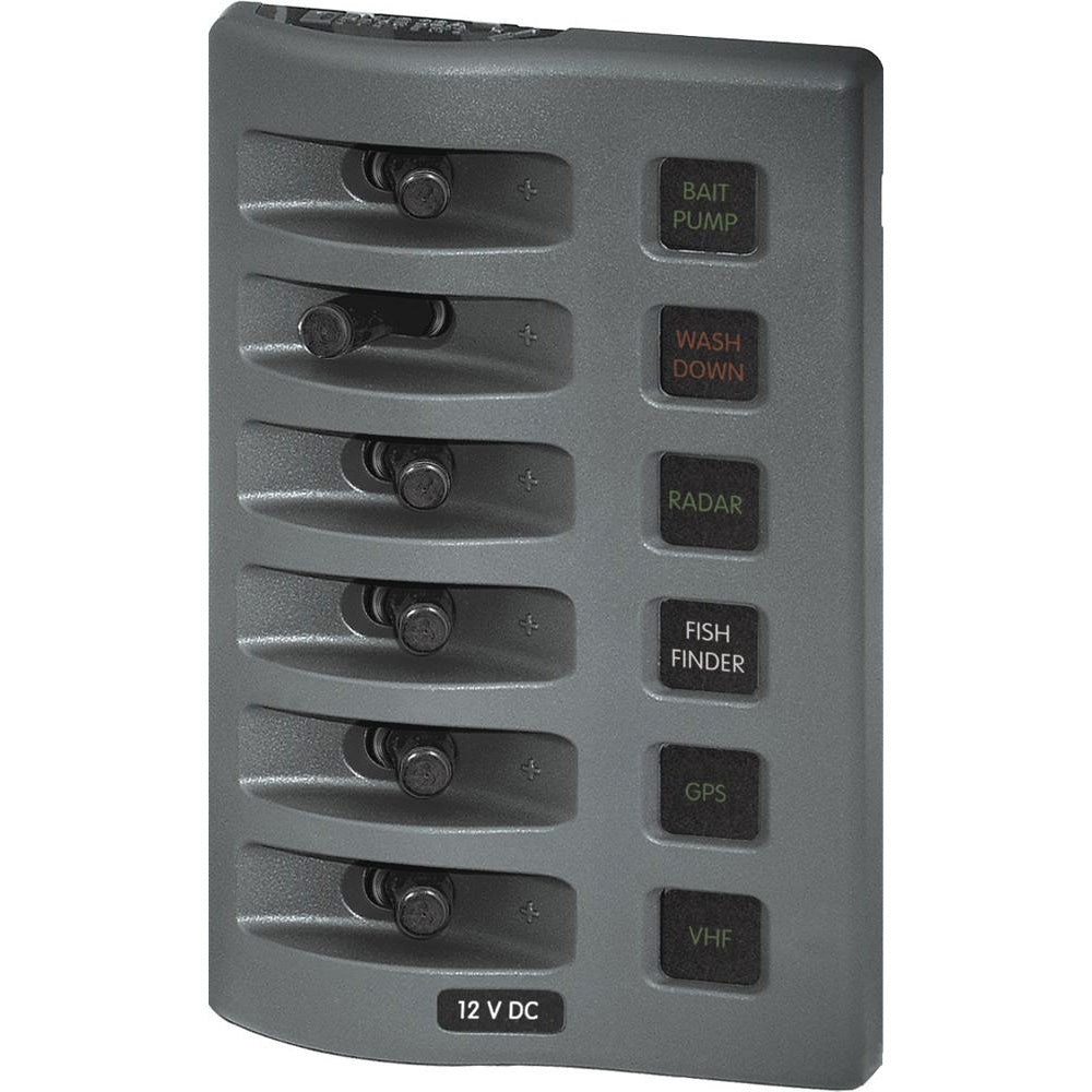 Blue Sea Systems WeatherDeck Waterproof Fuse Panel, 12V DC, IP67, ATO/ATC, Gray Panel