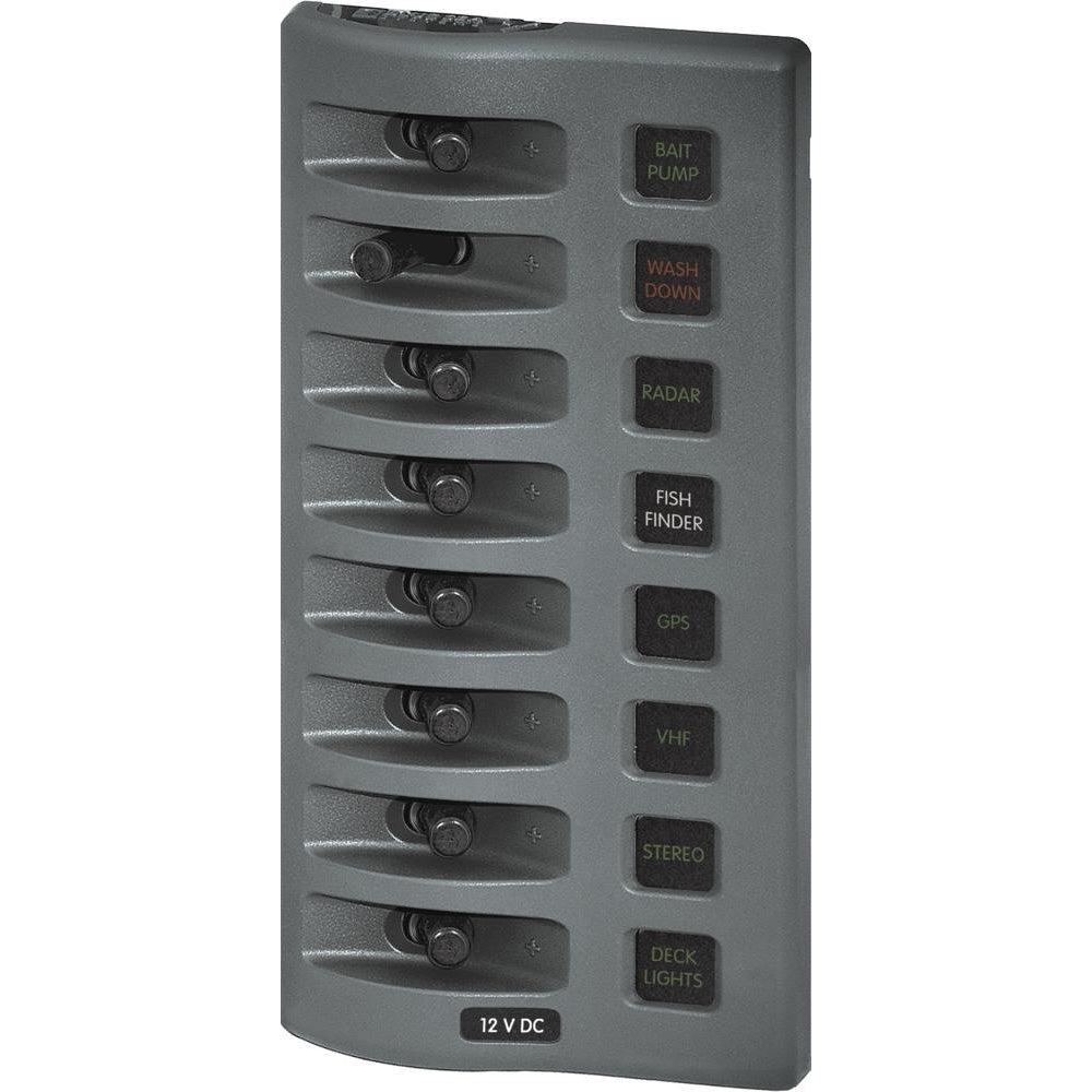 Blue Sea Systems WeatherDeck Waterproof Fuse Panel, 12V DC, IP67, ATO/ATC, Gray Panel