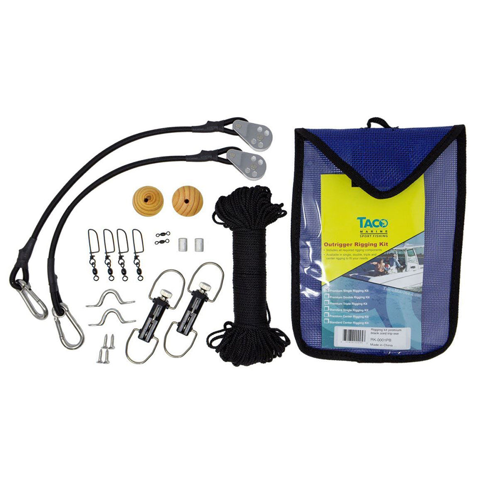 TACO Marine Premium Single Outrigger Rigging Kit, Up to 22 ft, 100 ft 1/8 in Dacron Line