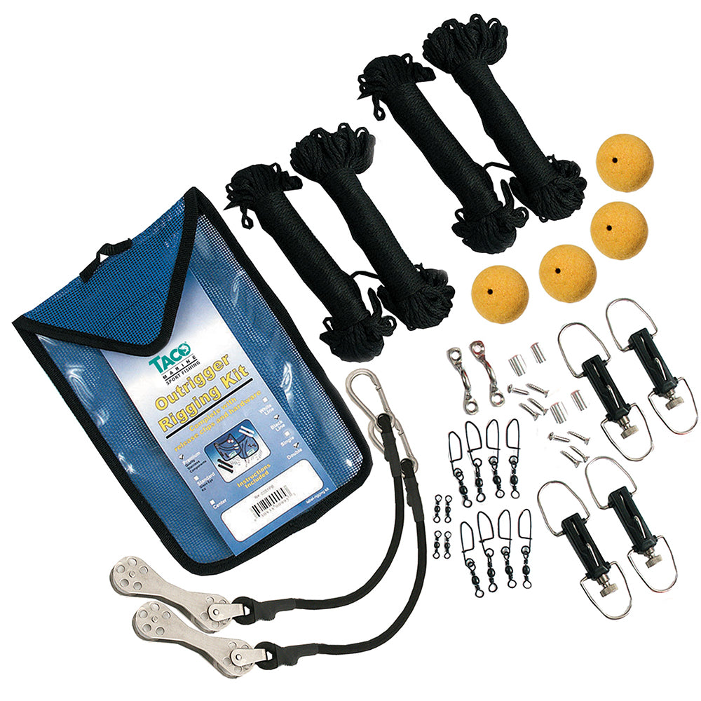 TACO Marine Premium Double Rigging Kit, For 2 Rigs on 2 Poles, Up to 22 ft Outriggers, 200 ft Black Dacron Cord