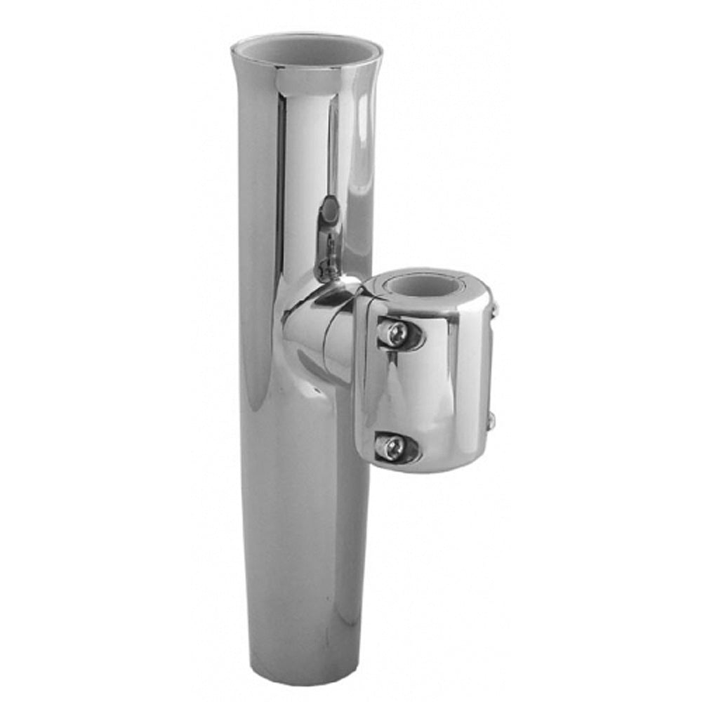 TACO Marine Clamp-On Adjustable Rod Holder, 1-11/16 in to 1-15/16 in Pipe, SS316L, Polished