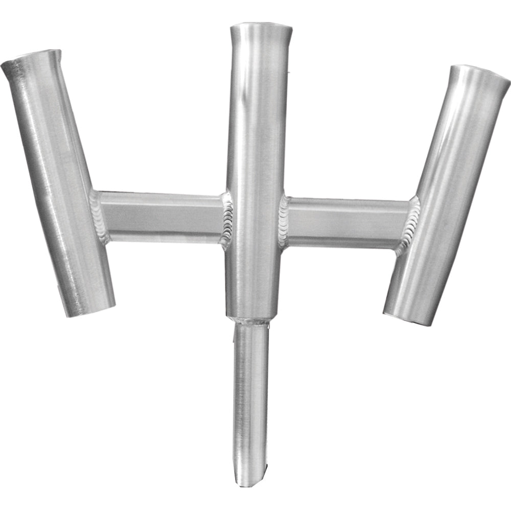 TACO Marine Kite Fishing 3-Rod Cluster, For Standard Gunnel Mount Rod Holders, 15° Bent Shaft, Anodized Aluminum