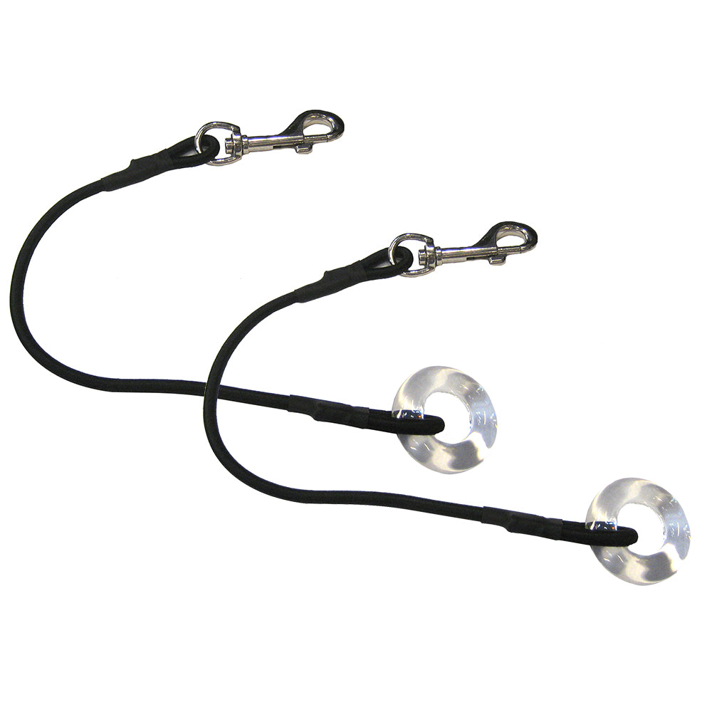 TACO Marine Glass Eye with Shock Cord, 12 in, 1-3/4 in Glass Ring, Stainless Steel Snap Hook, 2pk