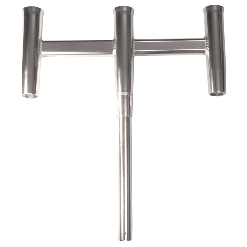 TACO Marine Deluxe Trident Rod Holder Cluster Straight, 3-Rod, High-Polished Aluminum, 9-3/4 in Holders, 1-1/2 in Shaft