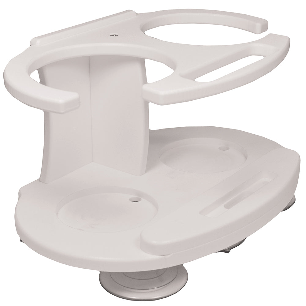 TACO Marine Double Tumbler Poly Drink Holder, 16-30 oz, White Polymer, Suction Cup Mount