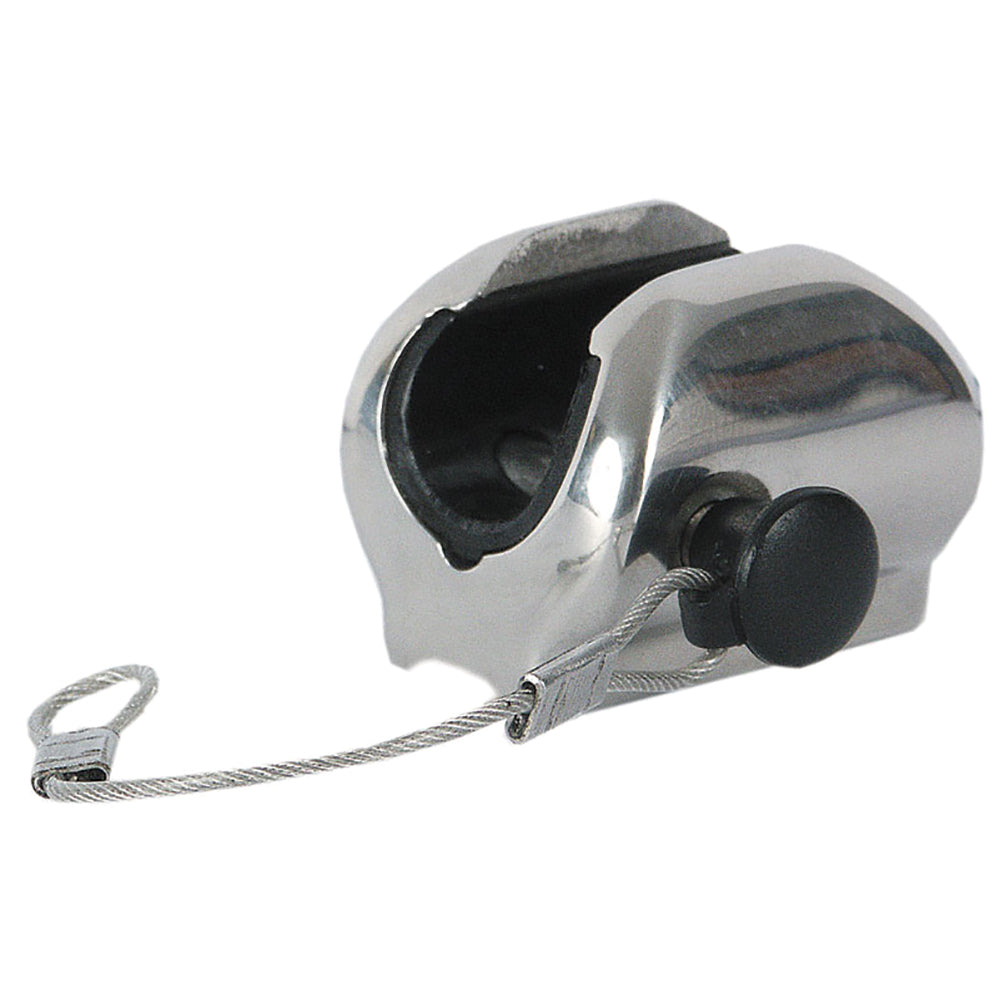 TACO Marine Ball & Socket Concave Deck Hinge with Pin & Lanyard, For 7/8 in O.D. Tube, Type-316L Polished Stainless Steel