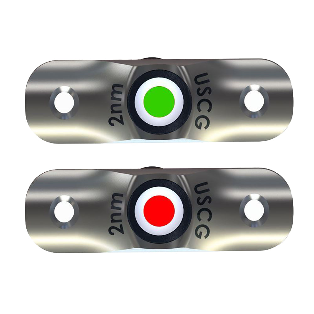 TACO Marine Rub Rail Mounted LED Navigation Light Set, 2-1/2 in, For 3/4 in Insert Profiles, 12-14VDC, IP68, Red/Green Pair