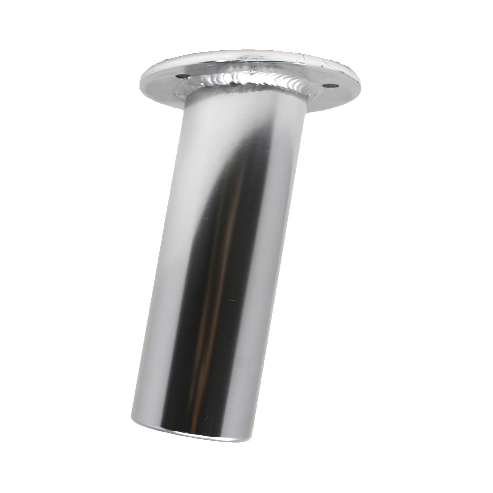 TACO Marine Flush Mount Rod Holder, 10 Degree, Aluminum, Round Flange, 5-1/2 in Tube