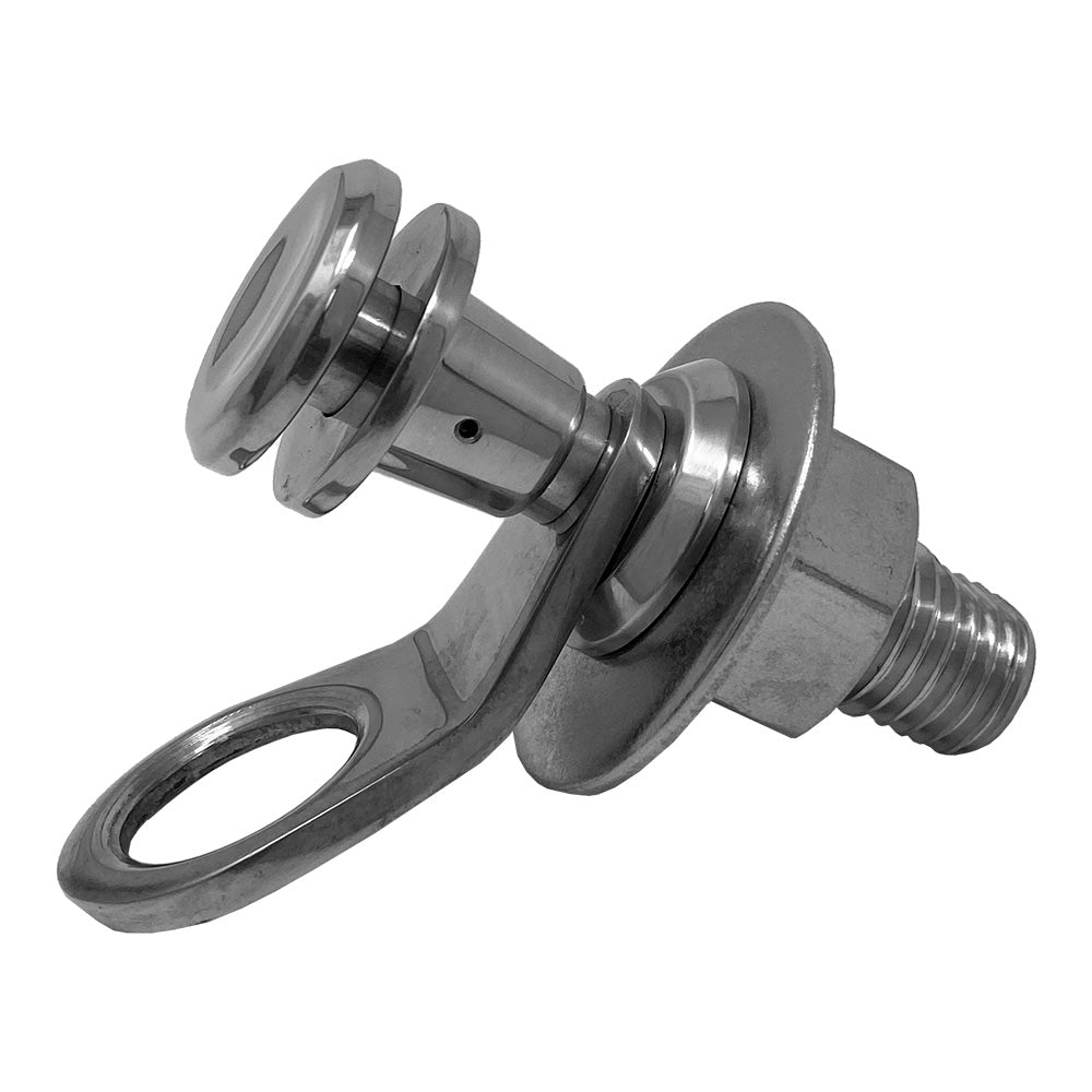 TACO Marine Quick Release Fender Lock Kit, For Fiberglass Boats, 316L Stainless Steel, High-Polished Finish, 1-11/16 in Above Deck, 1 in Button, 7/8 in Line Hole