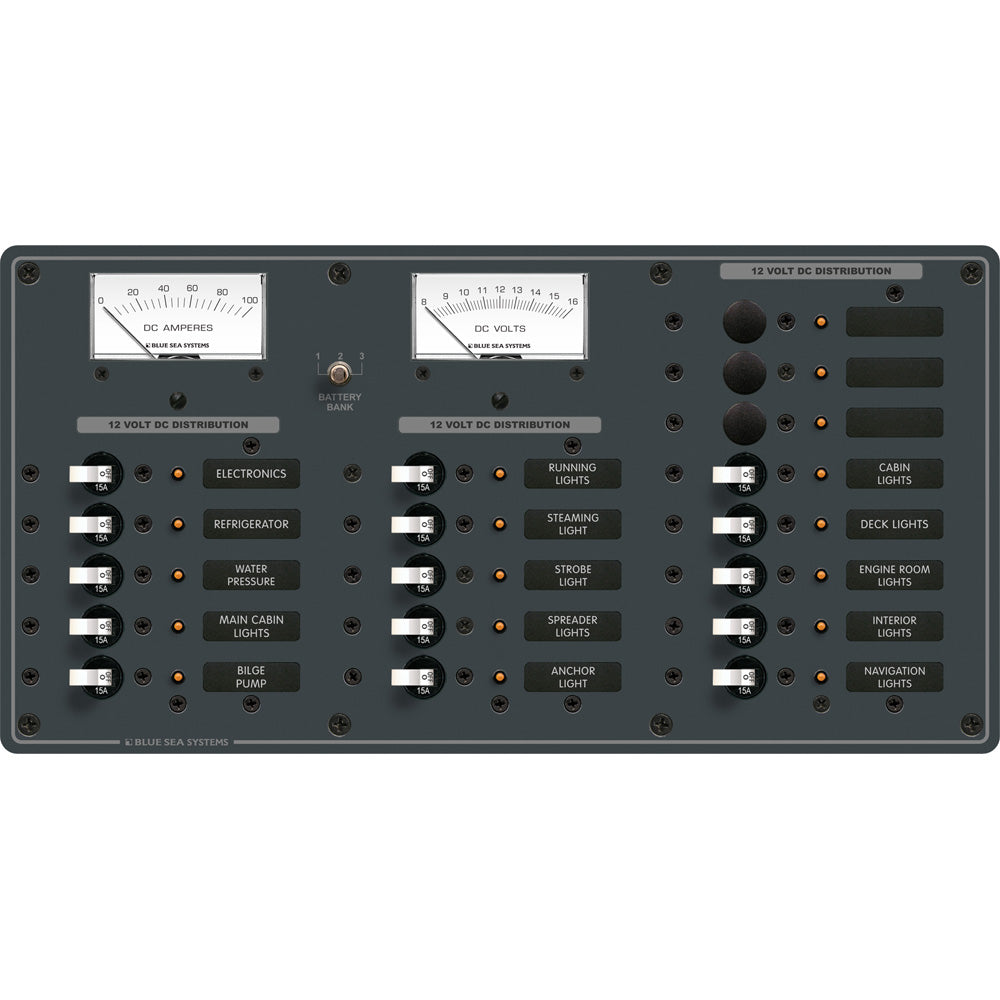 Blue Sea Systems DC Circuit Breaker Panel, 12V DC, 100A, Pre-Wired