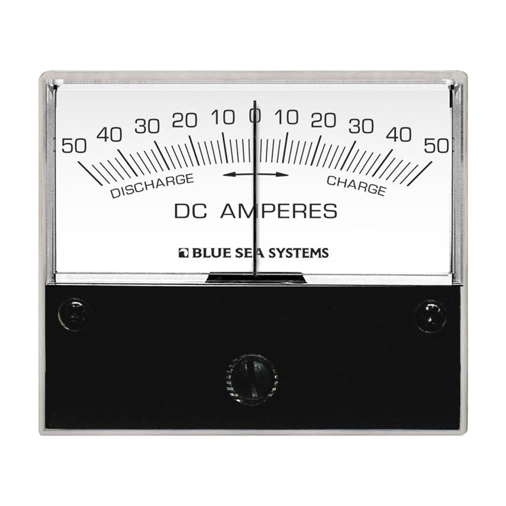 Blue Sea Systems DC Zero Center Analog Ammeter with Shunt, 2.75in Face, 50mV External Shunt, Backlit Meter Face