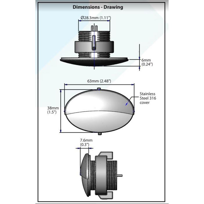 Mega LED - Agata LED Courtesy Light - 0.2W, Mirror Polished, 12-24V DC, IP67