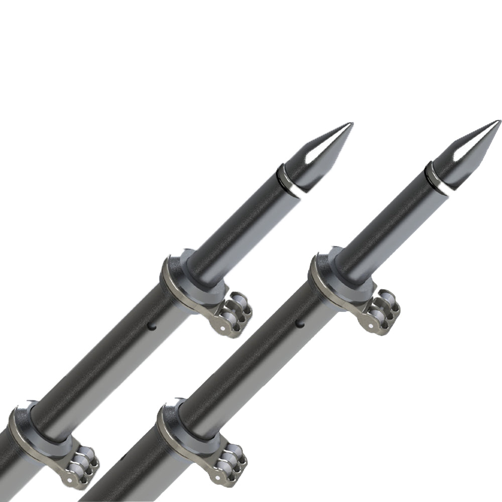TACO Marine 18 ft Deluxe Aluminum Tele-Outrigger Poles, Pair, For GS-280/2801/380/390/400 Mounts, 1-1/2 in Butt, 360 Degree Swivel Collars