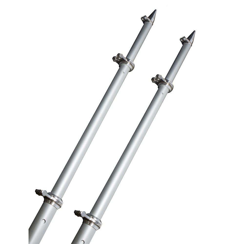 TACO Marine 18 ft Deluxe Aluminum Tele-Outrigger Poles, Pair, For GS-280/2801/380/390/400 Mounts, 1-1/2 in Butt, 360 Degree Swivel Collars