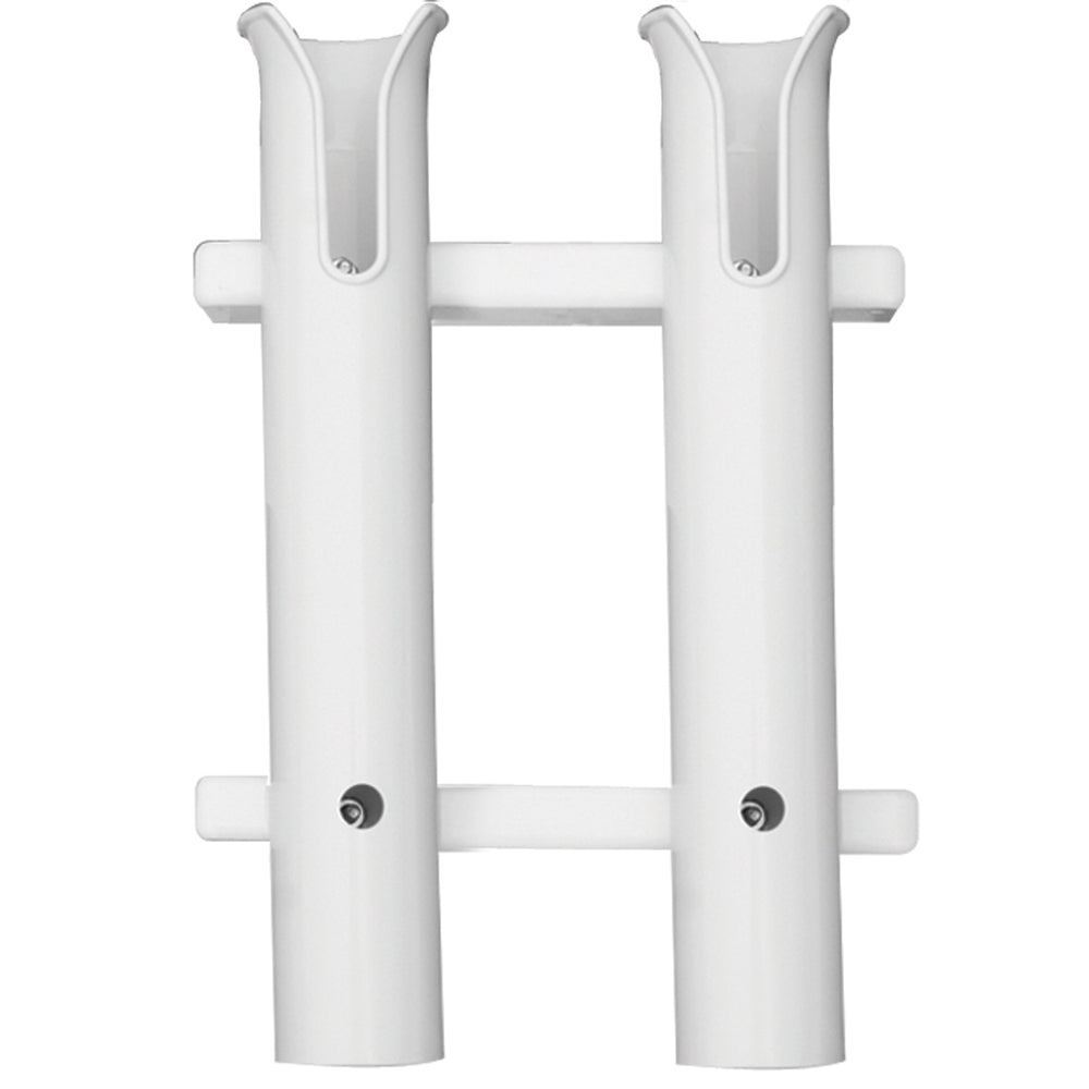 TACO Marine 2-Rod Deluxe Poly Rod Rack, White Rack, UV-Stabilized Polyethylene, Knife and Plier Slots