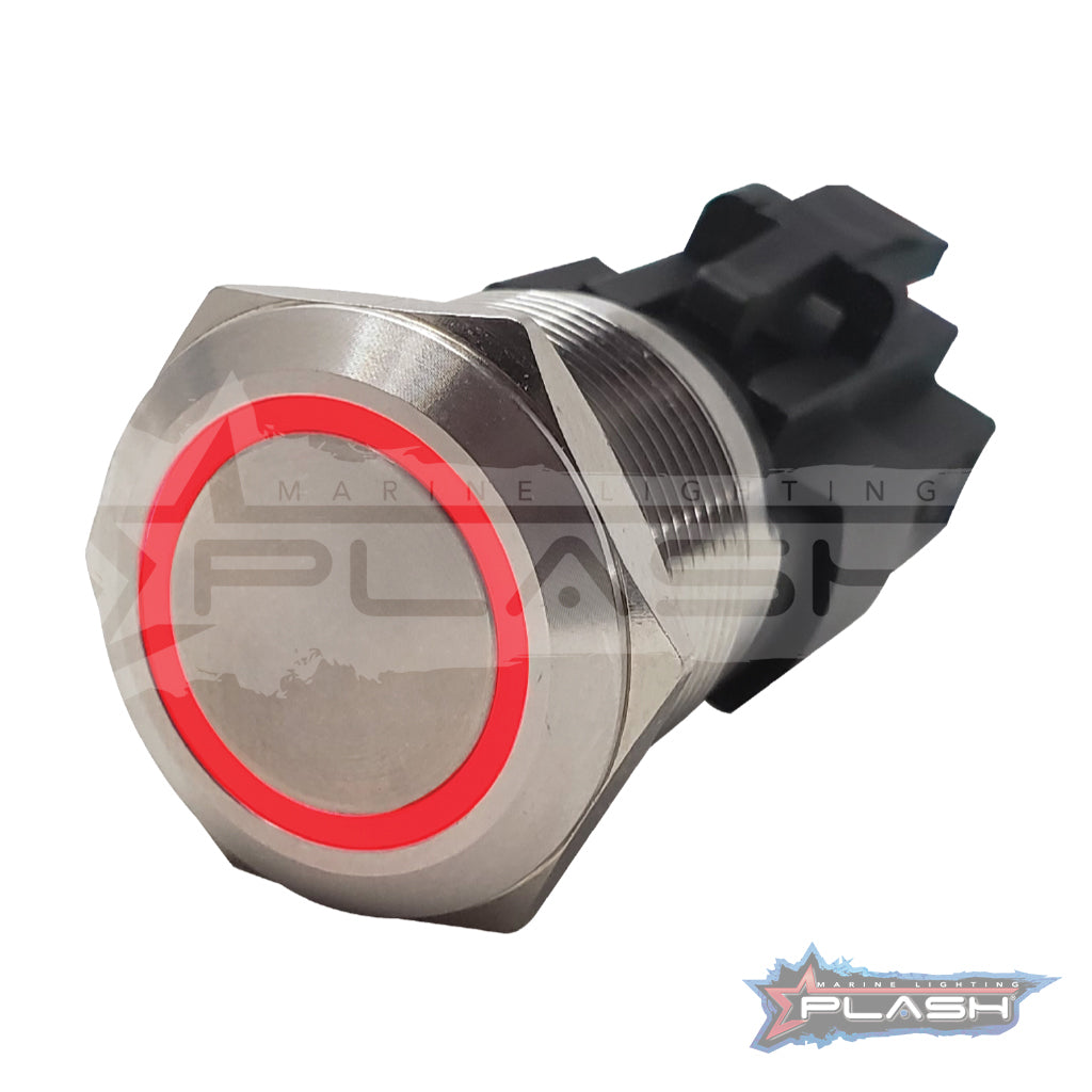 Plash - Push Button - Illuminated Switch, IP67, Stainless Steel