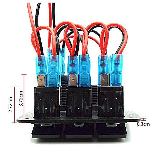 Plash - Switch Panel - 3 Switch, with Voltmeter, Dual USB Charger, Red, 12V-24V (EL-SP-006-RED)