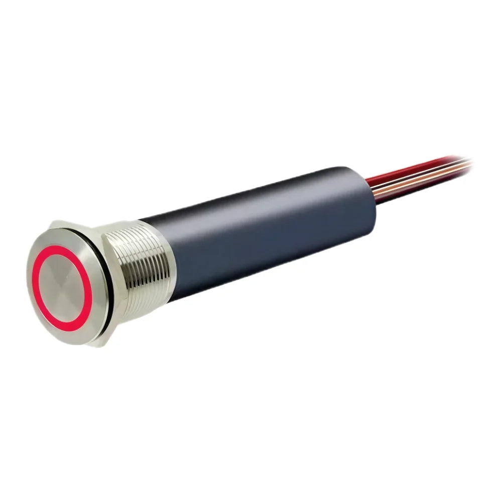 BocaTech Mini LED Push Button Switch, 15A DC, Non-Resettable