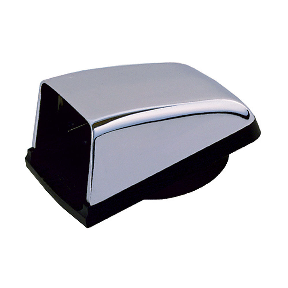 Perko Cowl Ventilator, 3 in Duct, Chrome-Plated Zinc Alloy, Black Polymer Base