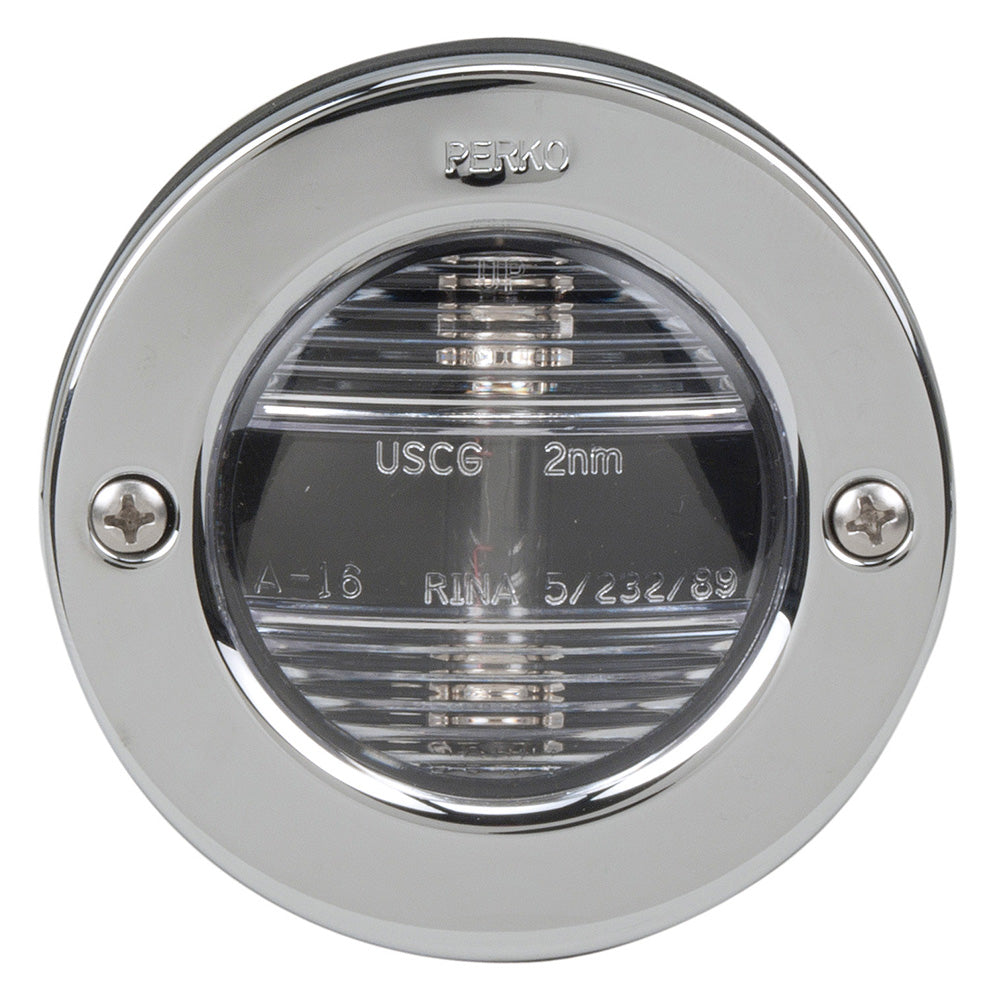 Perko Vertical Mount Stern Light, 12V, 2nm, Flush Mount, Polished Stainless Steel
