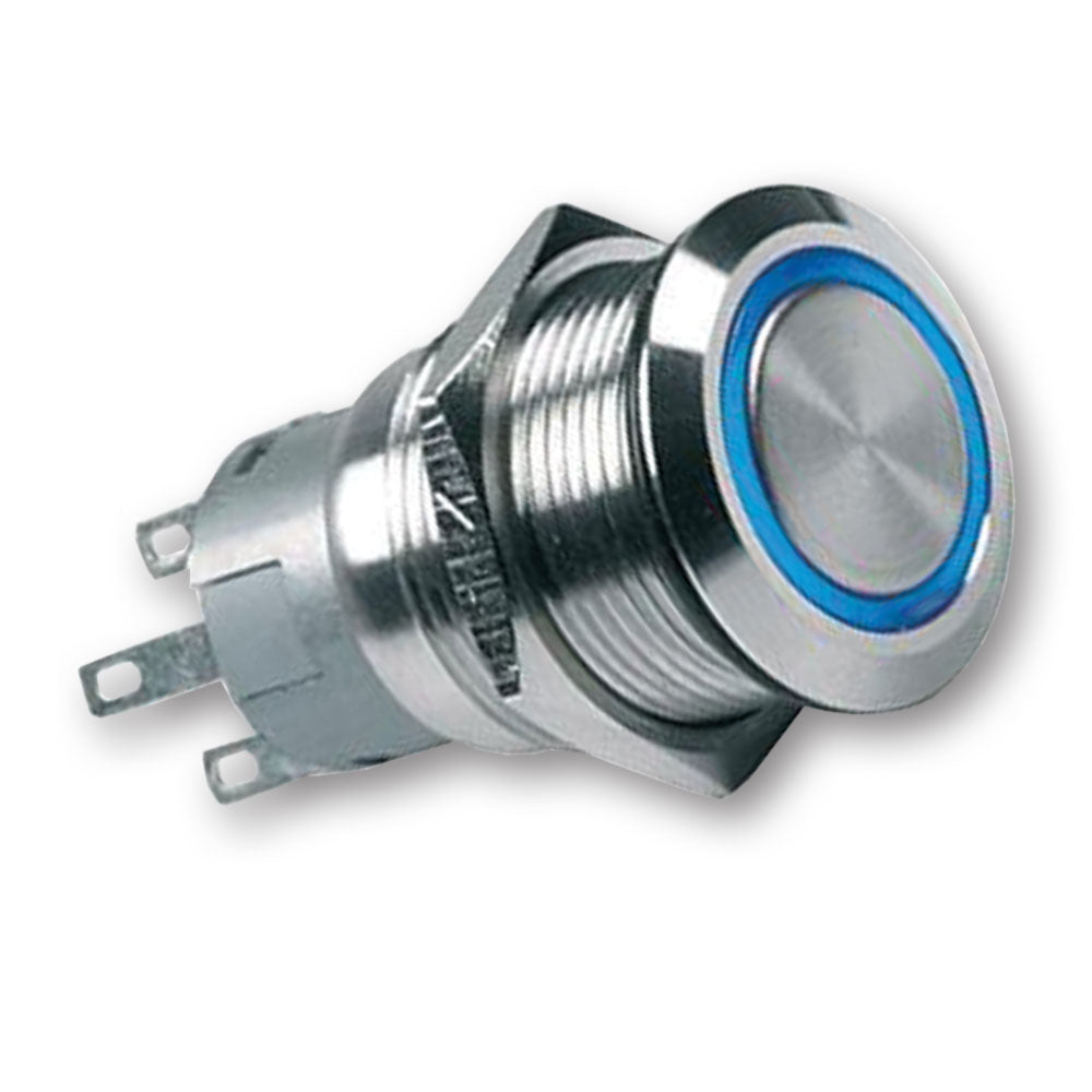 Mega LED - 22MM Push Button - Waterproof IP67, Stainless Steel, Illuminated