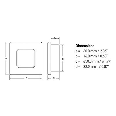 Hella Marine EuroLED75 Square Spare Trim, Clip-On