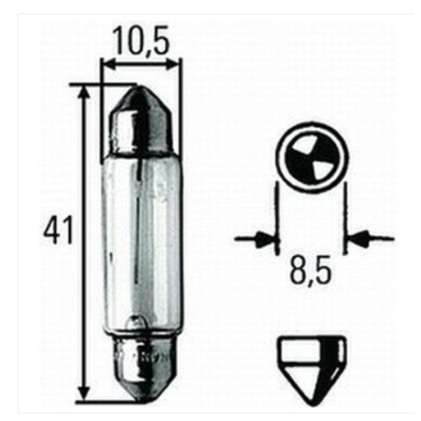 Hella Marine SV8.5-8 Festoon Bulb, 24V 10W, 11x41mm