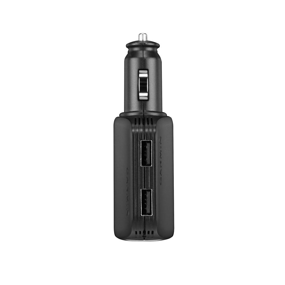 Garmin High-Speed Multi-Charger, For 12V Vehicle Outlet, Dual USB Ports, 10-30V Input, Pass-Through Power Socket