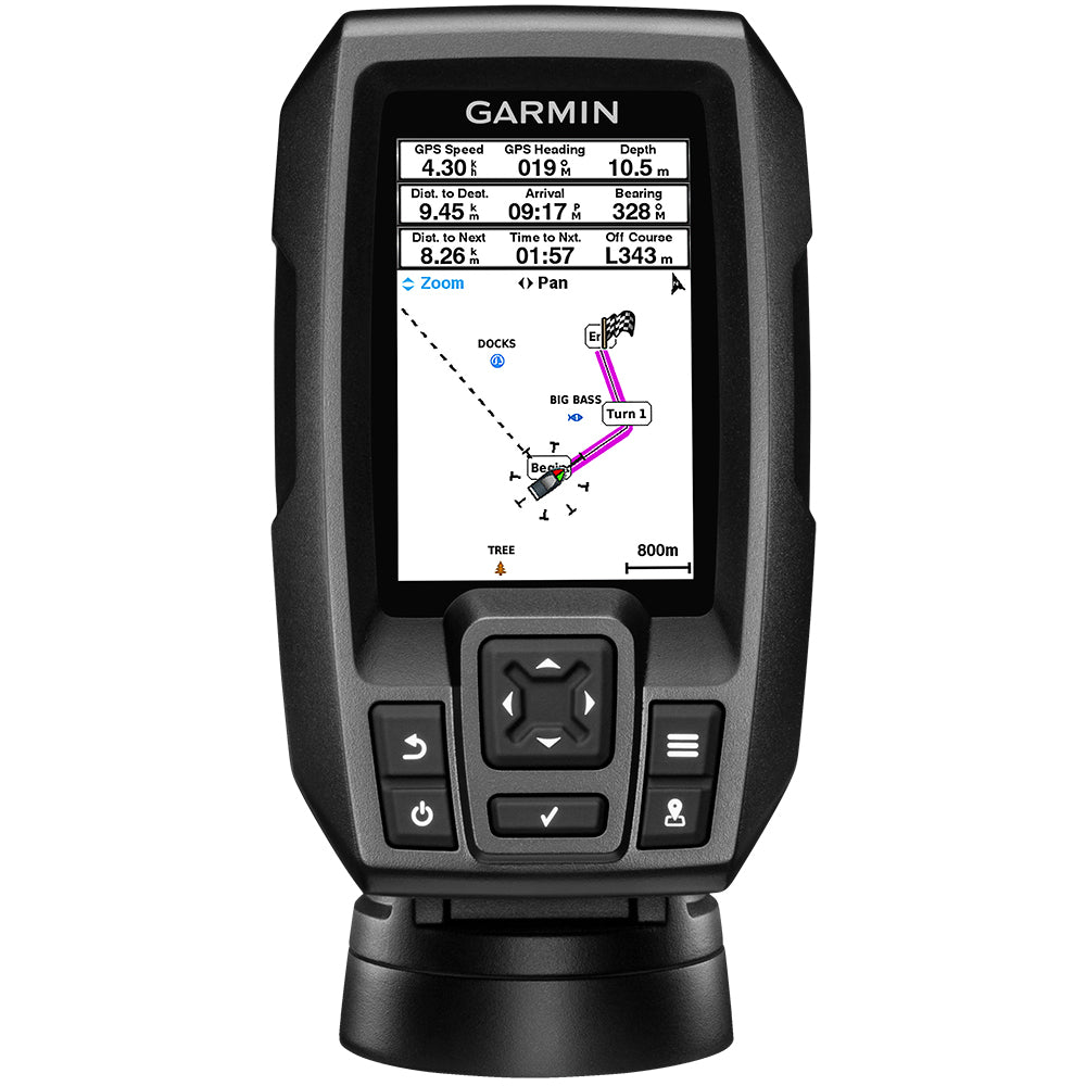 Garmin STRIKER 4 Fishfinder, Built-In GPS, 3.5 in Color Display, CHIRP 77/200 kHz 4-Pin Transducer, 200W RMS, Transom and Trolling Motor Mount Hardware, Worldwide Version