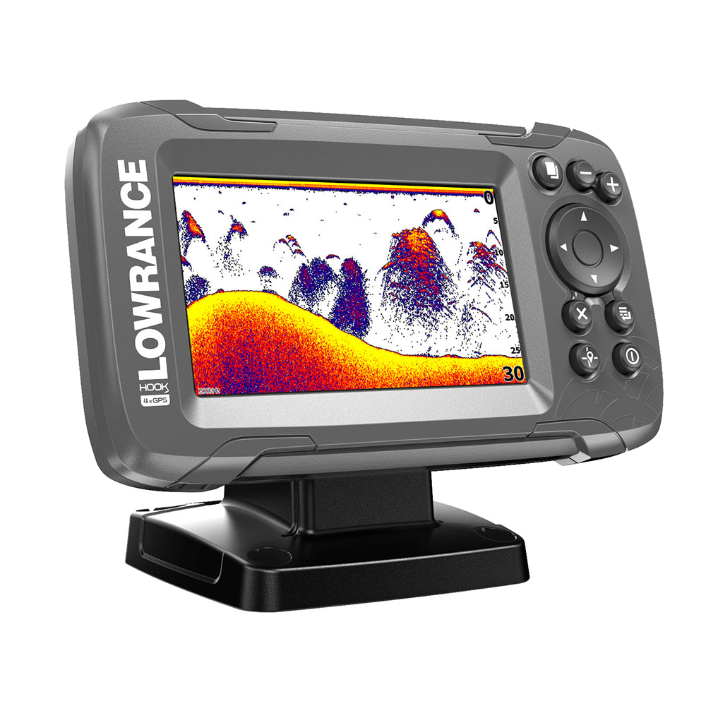 Lowrance - HOOK²-4x 4" GPS Bullet Fishfinder with Track Plotter Transom Mount Bullet Skimmer Transducer