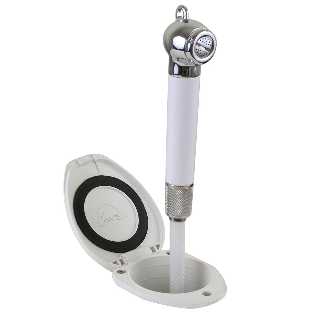 Scandvik - Recessed Shower - Push Button, With 6' White Hose