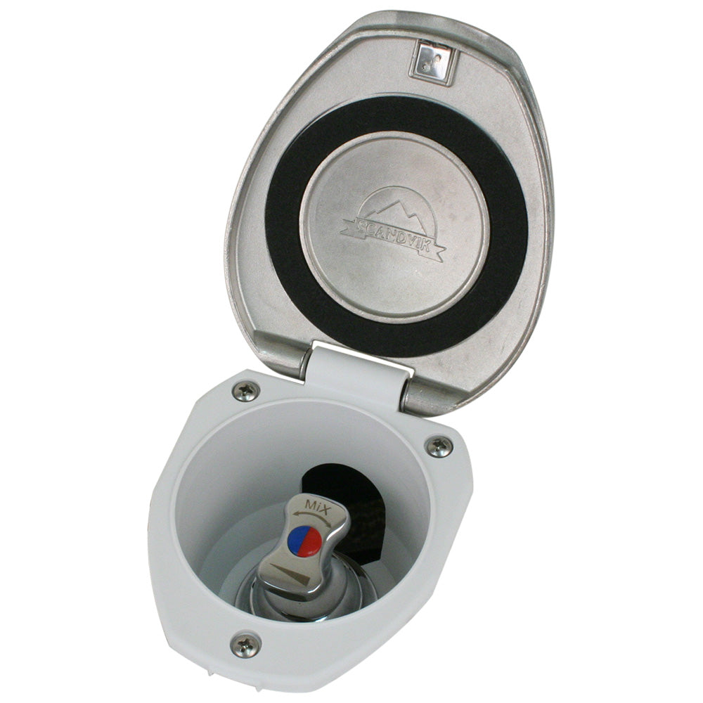 Scandvik - Recessed T-Handle Mixing Valve - Stainless Steel, With White Cup