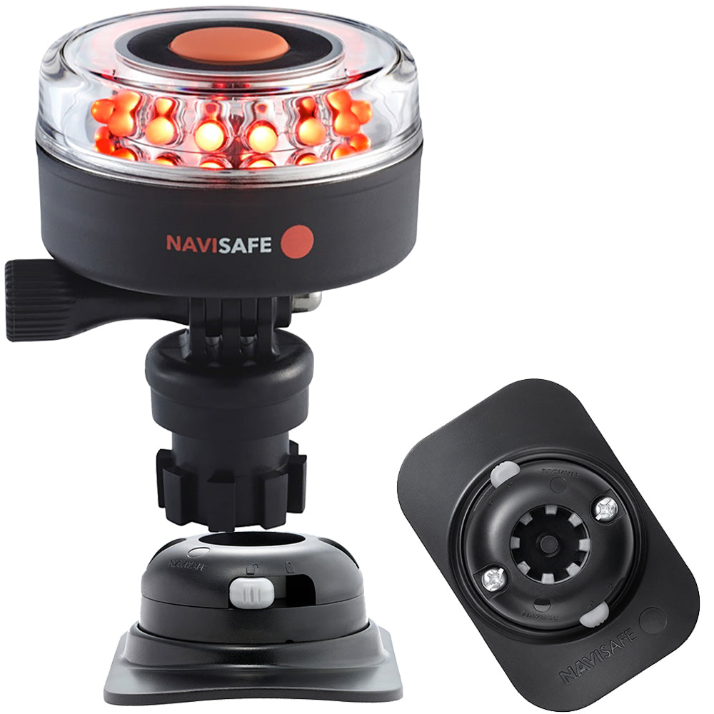 Navisafe - Navilight 360° - Red, 2NM, w/Navimount Base & RIB Mount, Black