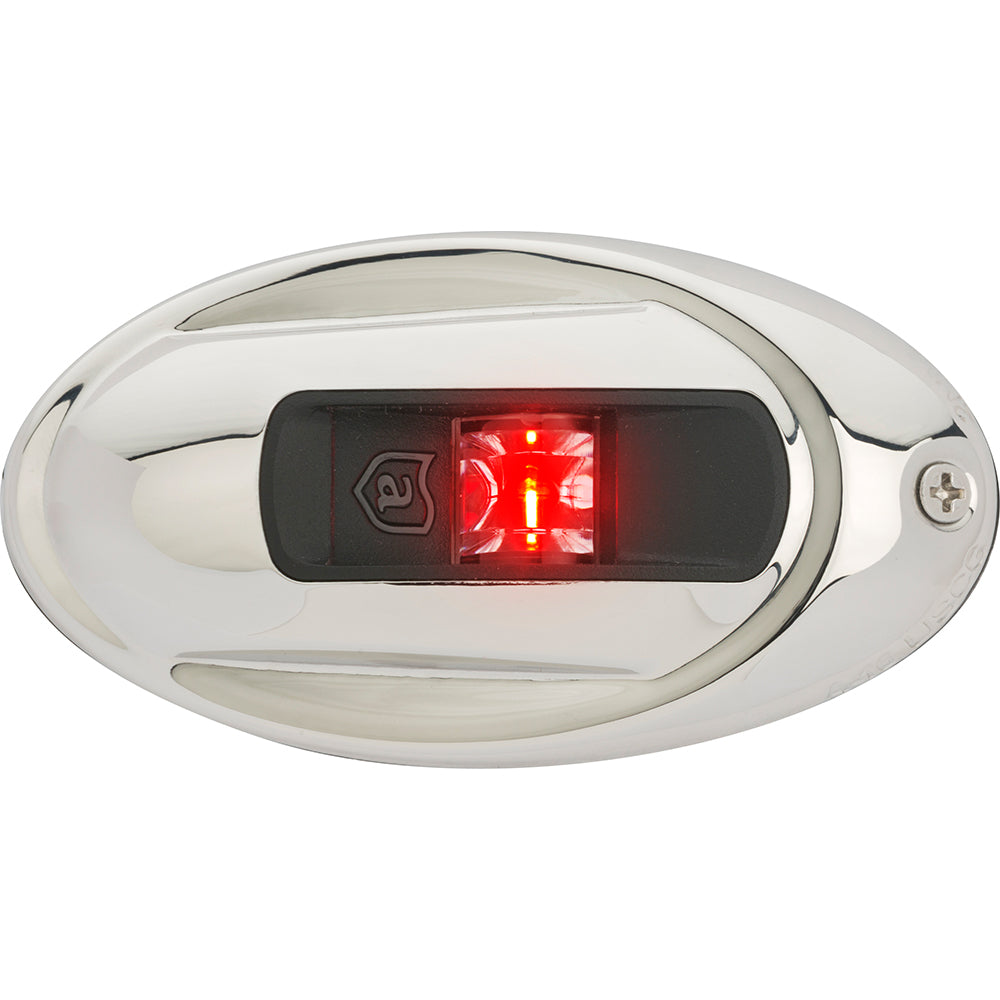 Attwood Marine LightArmor Vertical Surface Mount Navigation Light, Port Red, Oval, Stainless Steel Housing, 2NM, IP67