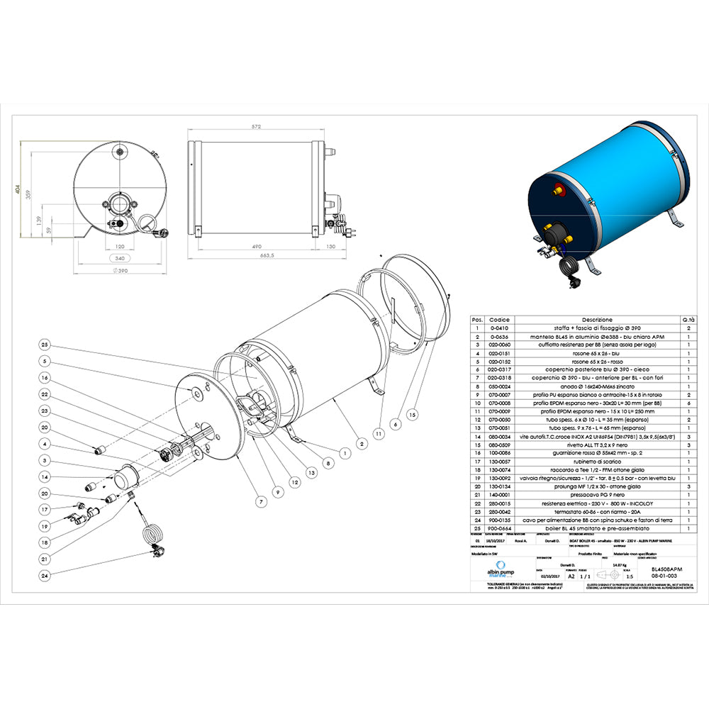 Albin - Marine Premium Water Heater - 120V