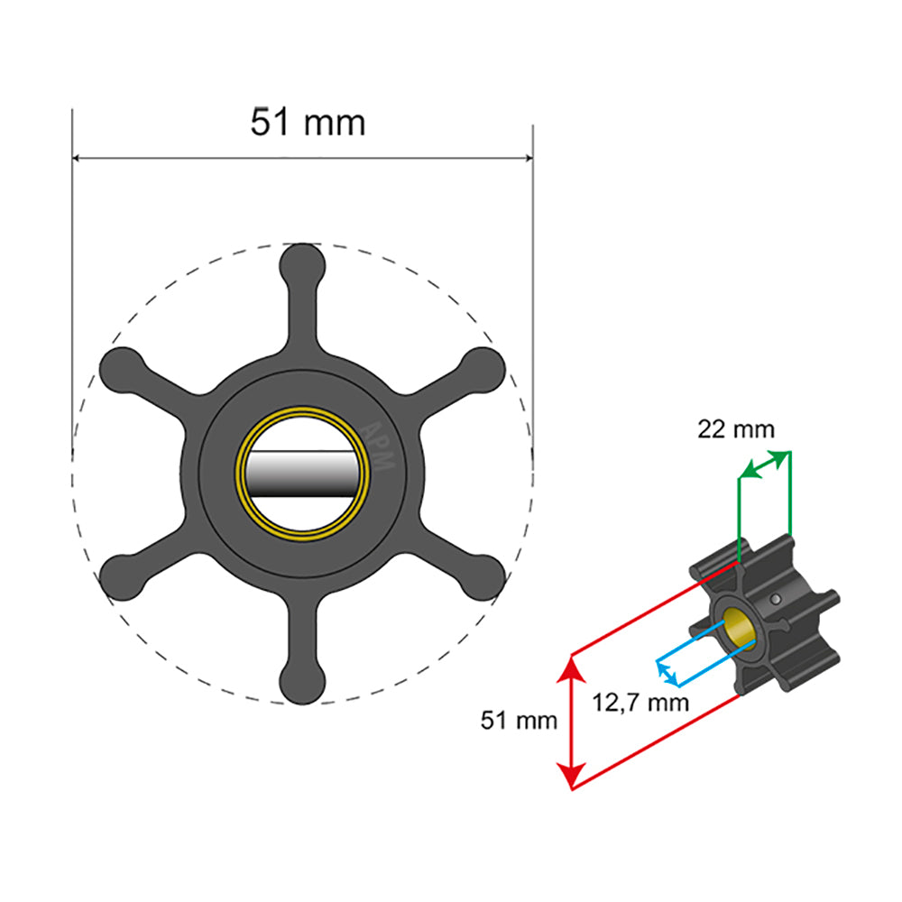Albin Pump Marine - Premium Impeller - 6 Blade