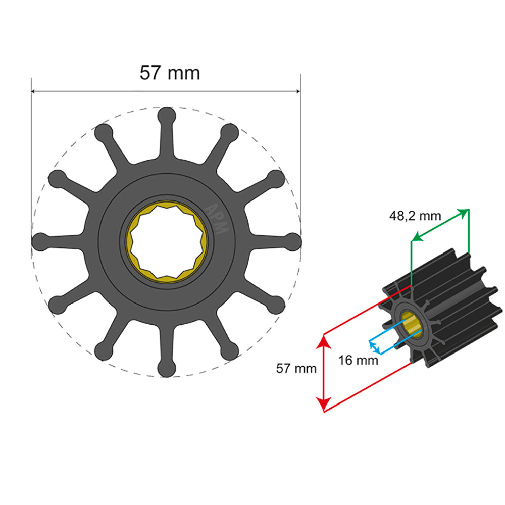 Albin Pump Marine - Premium Impeller - 12 Blade