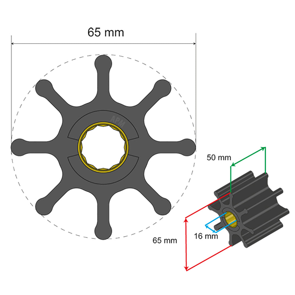 Albin Pump Marine - Premium Impeller - 8 Blade