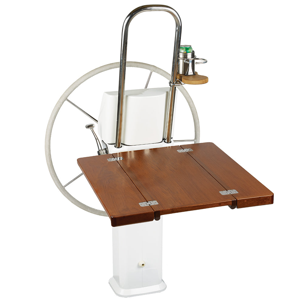 Edson Marine - Drop Leaf Table - Teak Fold Down, Vision Series, Console Pedestals