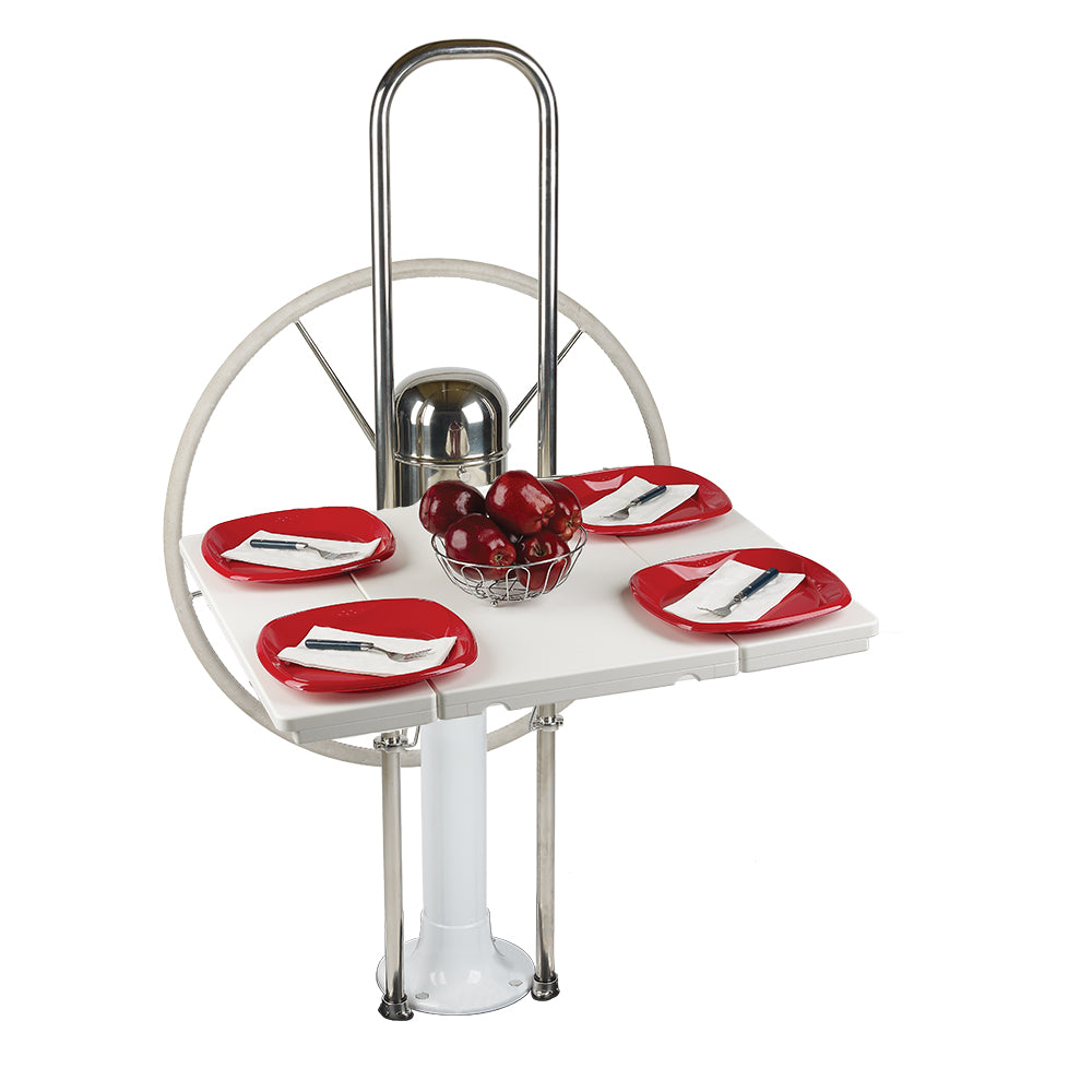 Edson Marine - Drop Leaf Table - White Poly Fold Down, 9-1/2" Guard 1", 1-1/8", 1-1/4"