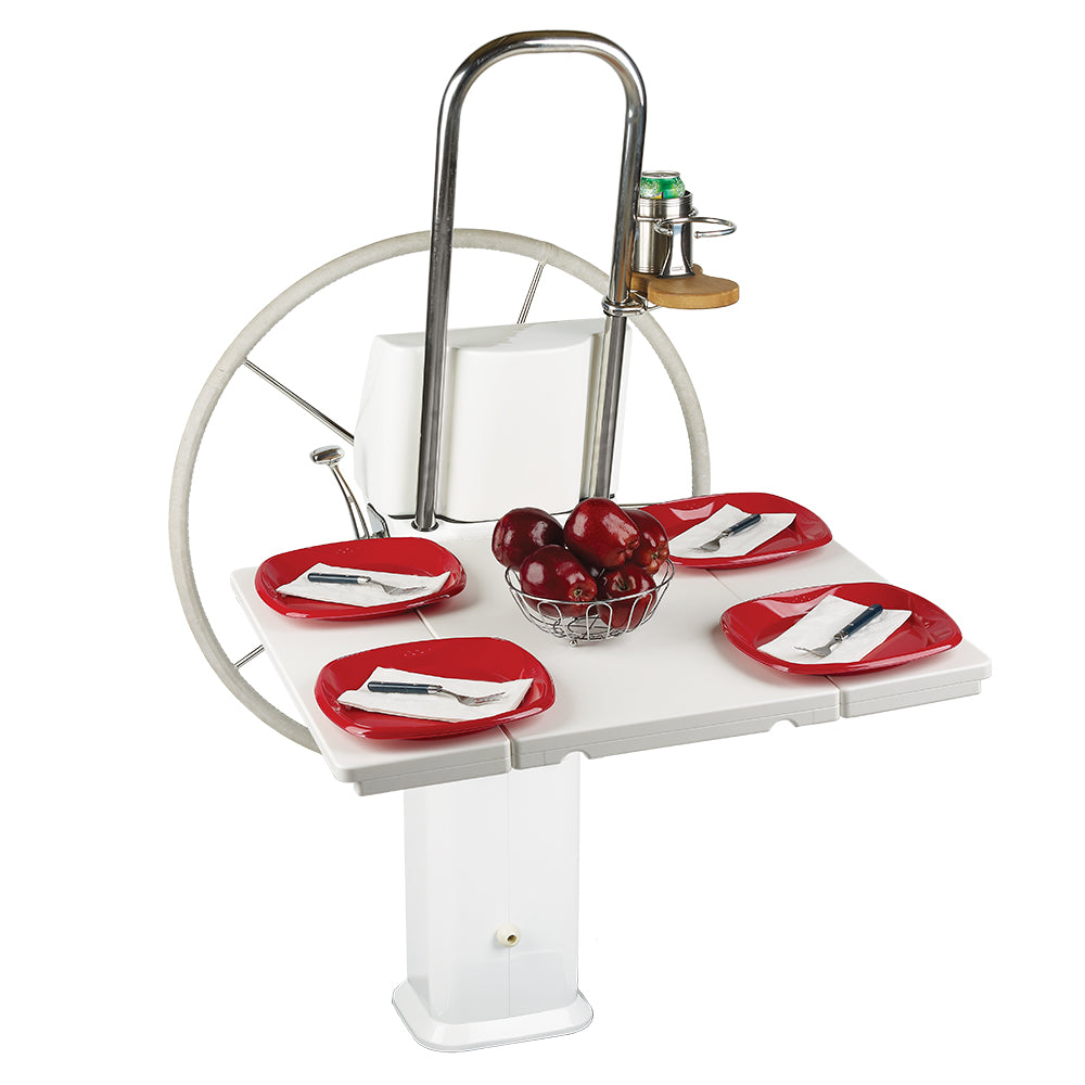 Edson Marine - Drop Leaf Table - White Poly Fold Down, Edson Vision Series, Console Pedestals