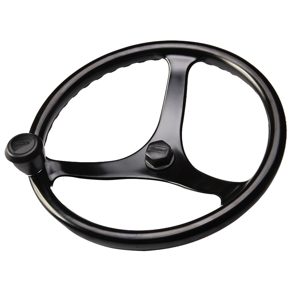Edson Marine - Power Wheel - Black, Black Nut, Black Knob, 14.5"