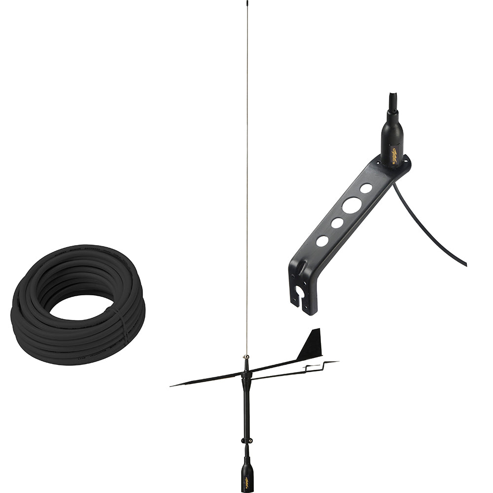 Glomex Marine Antennas - Black Swan VHF Antenna - With Wind Indicator, 66' Coax Cable