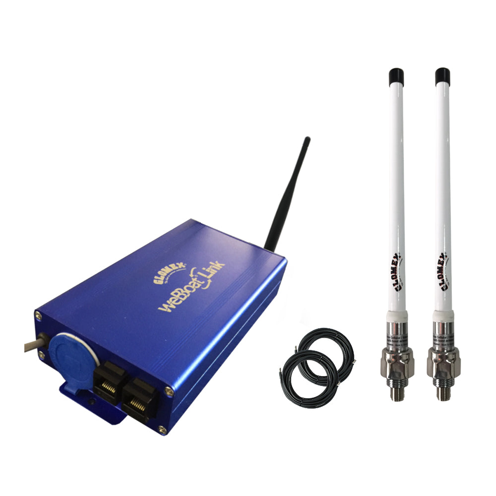 Glomex Marine Antennas - WeBBoat Link Ext Single SIM 4G/WiFi Indoor Unit Coastal & Ocean Internet System - Extended Range Kit, For North America