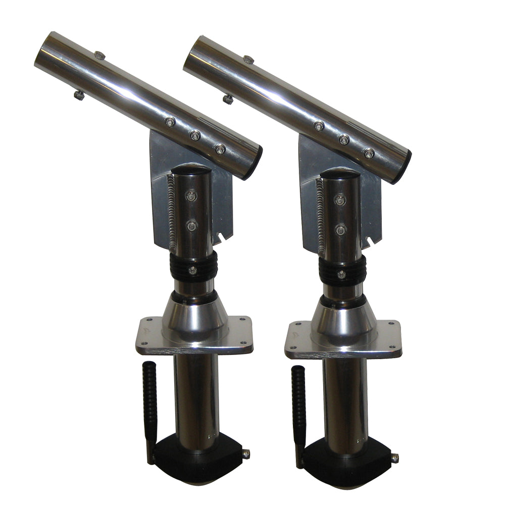 Lee's Tackle - Sidewinder Bolt-In Outrigger Mounts - Lay-Down Version, Silver, Pair