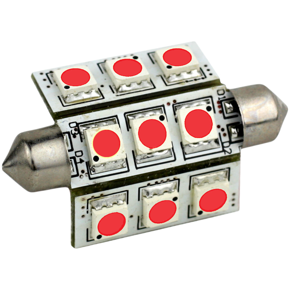 Lunasea - Light Pointed Festoon Replacement Bulb - 9 LED 42mm, Red