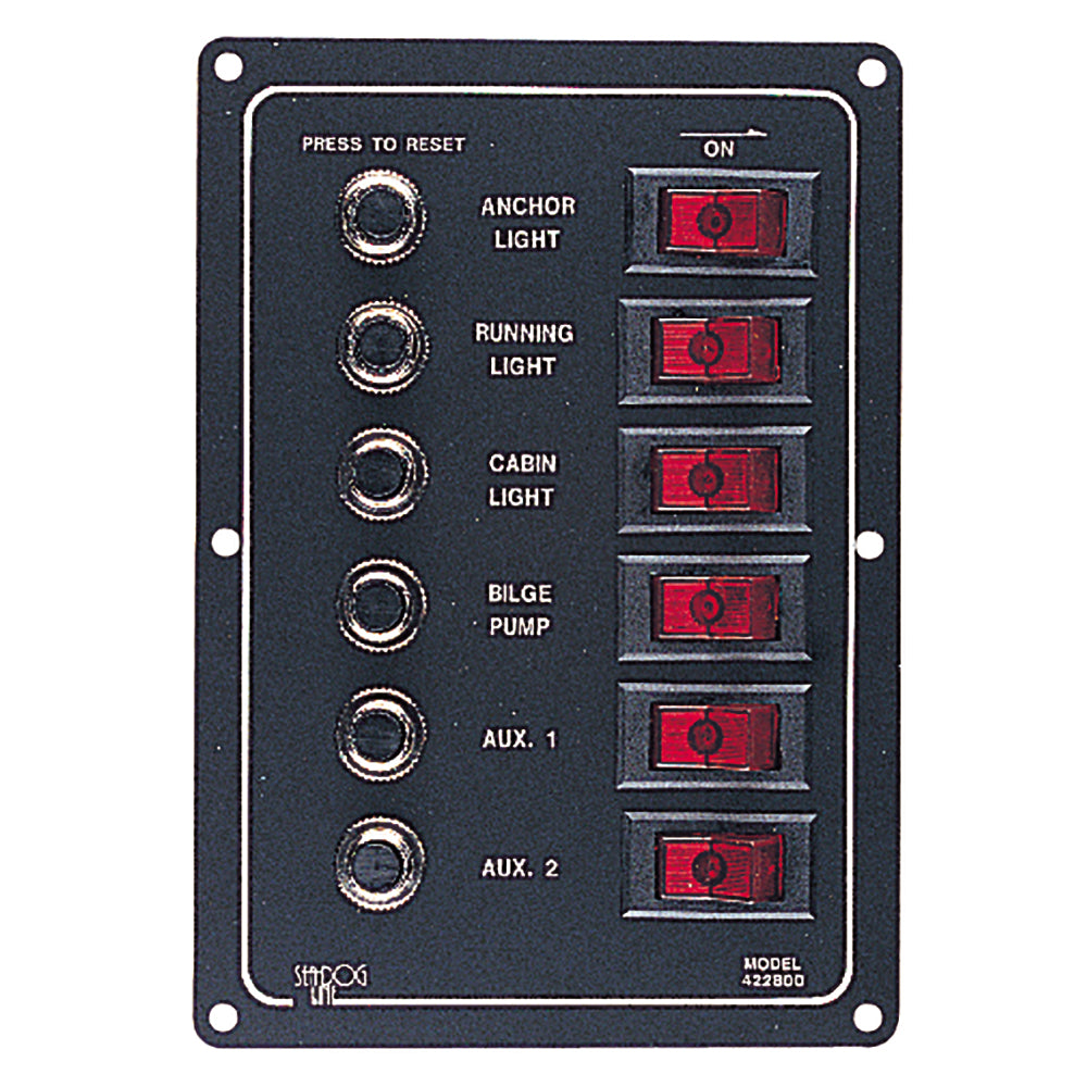 Sea-Dog Aluminum Circuit Breaker Panel - 6 Circuit, 40A, 12VDC