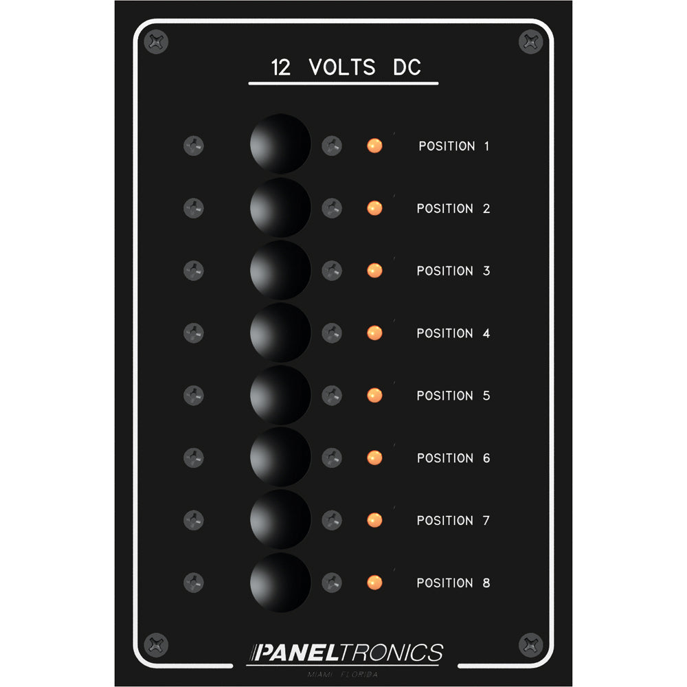 Paneltronics - Standard Circuit Breaker Panel - DC 8 Position, LEDs